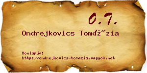 Ondrejkovics Tomázia névjegykártya